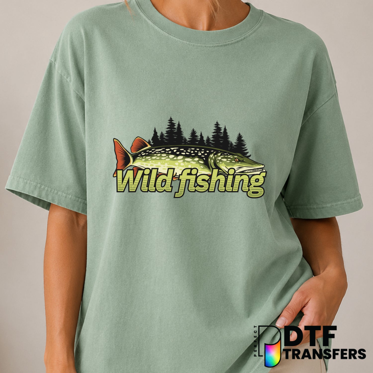 Northern Pike Wild Fishing – DTF Transfer (view 1 of 2) – by Perfect DTF Transfers – Premade DTF Transfers – Fishing, Outdoor