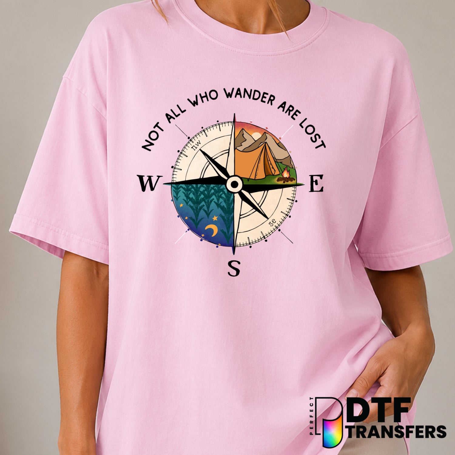 Not All Who Wander Are Lost – Camping DTF Transfer (view 2 of 2) – by Perfect DTF Transfers – Premade DTF Transfers – Camp...