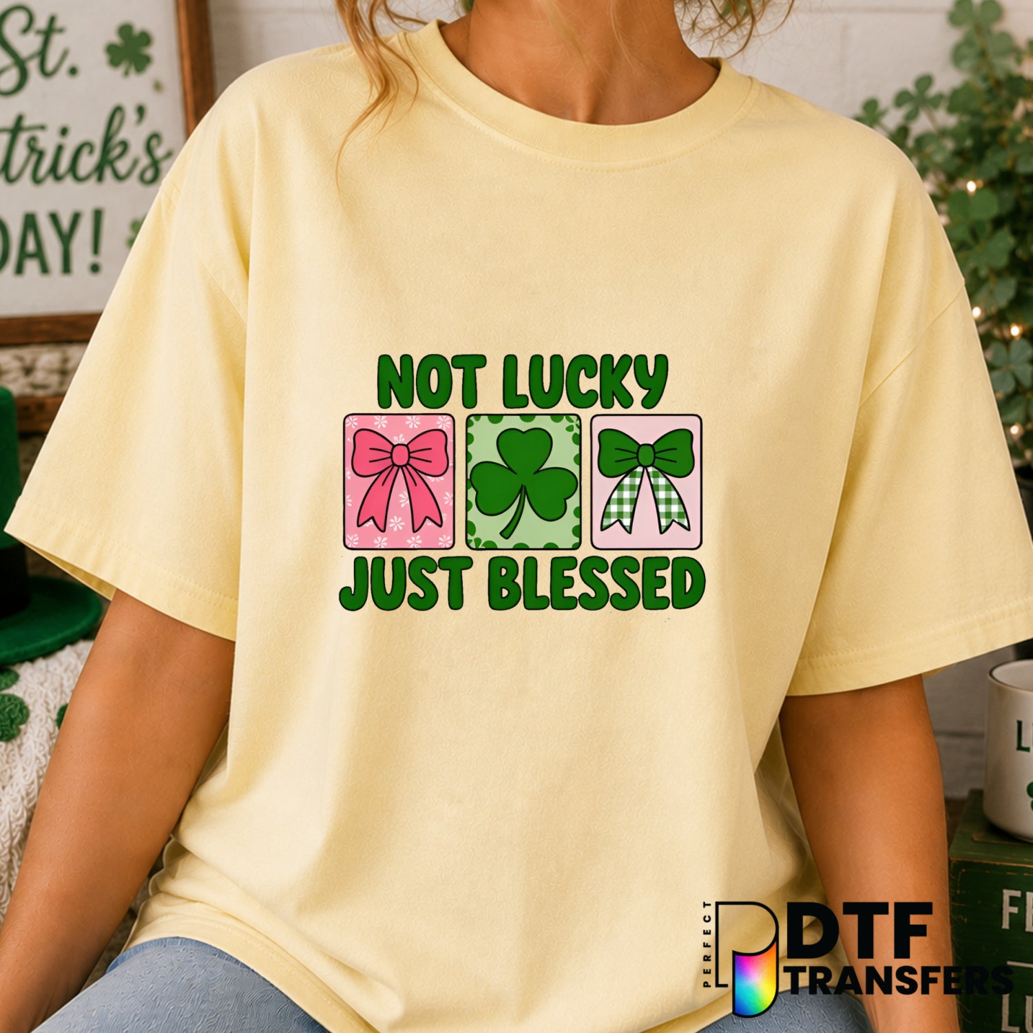 Not Lucky Just Blessed – St. Patrick's Day DTF Transfer (view 1 of 2) – by Perfect DTF Transfers – Premade DTF Transfers –...