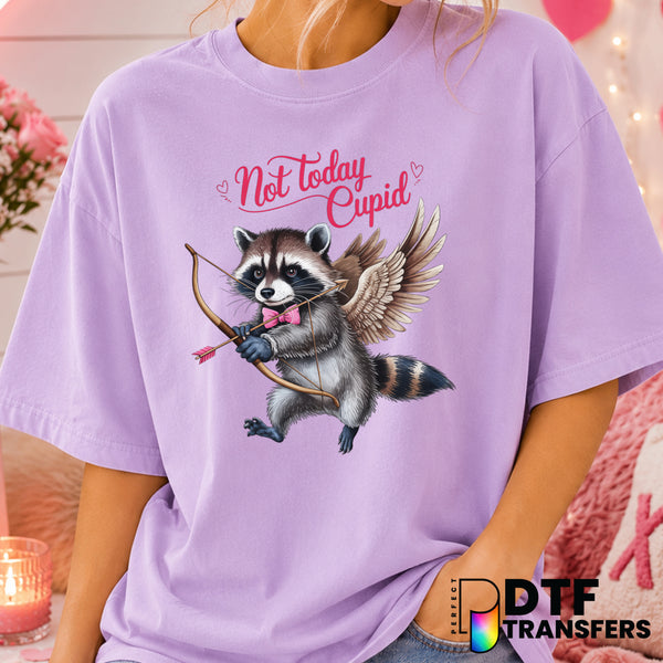 Not Today Cupid Feral Raccoon – Valentine's Day DTF Transfer (view 2 of 2) – by Perfect DTF Transfers – Premade DTF Transf...