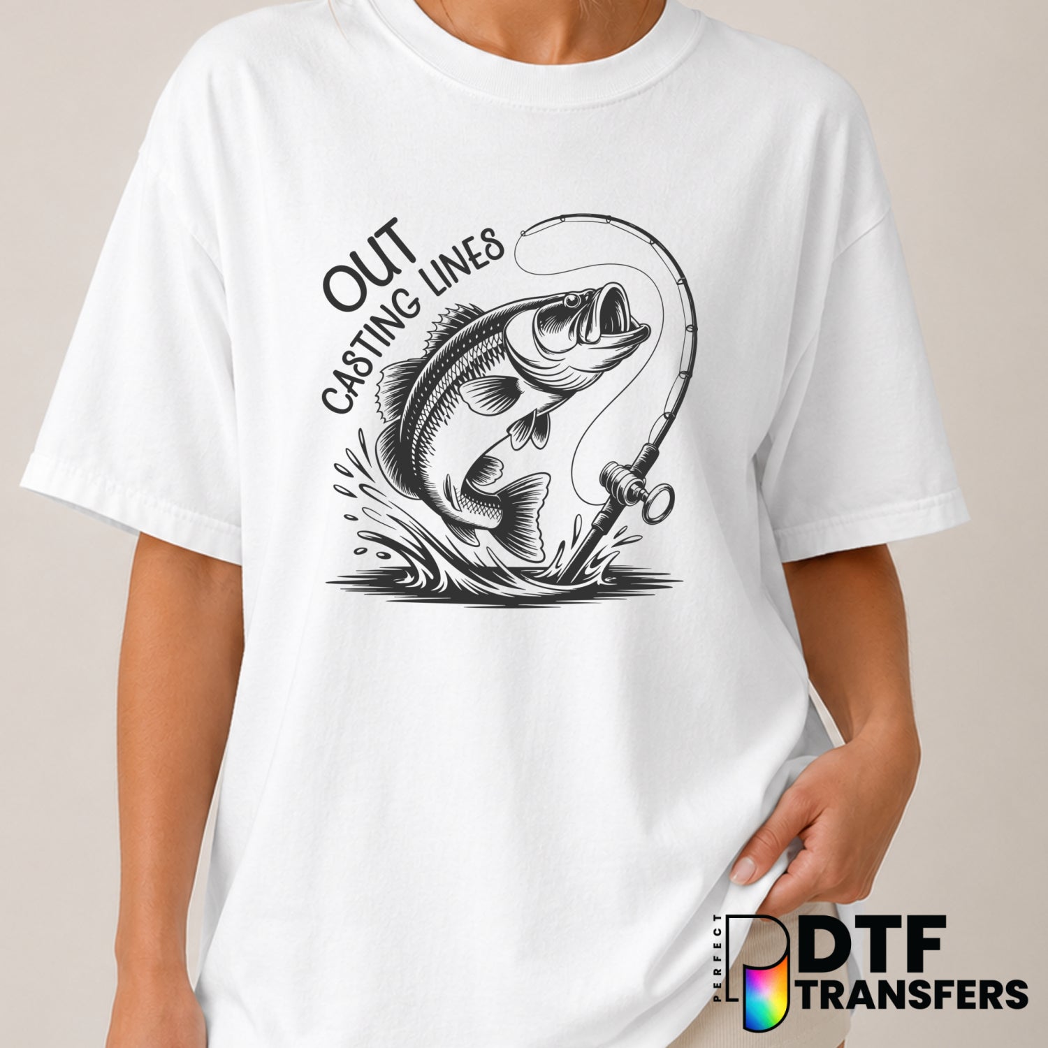 Out Casting Lines – Fishing DTF Transfer (view 1 of 2) – by Perfect DTF Transfers – Premade DTF Transfers – Fishing, Outdoor