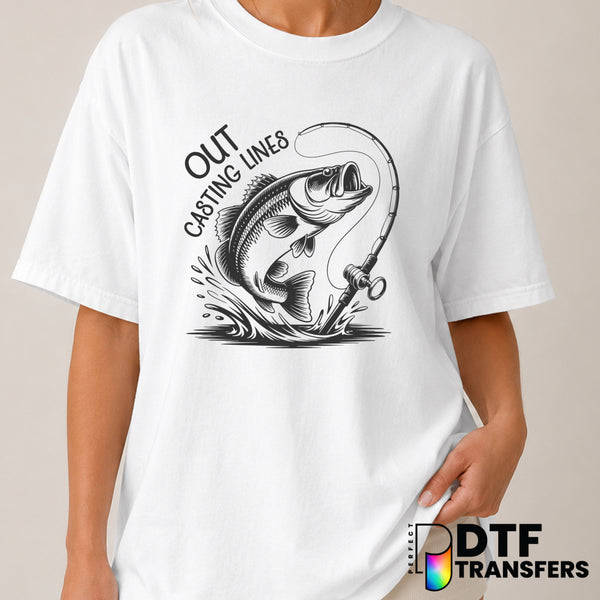 Out Casting Lines – Fishing DTF Transfer (view 1 of 2) – by Perfect DTF Transfers – Premade DTF Transfers – Fishing, Outdoor