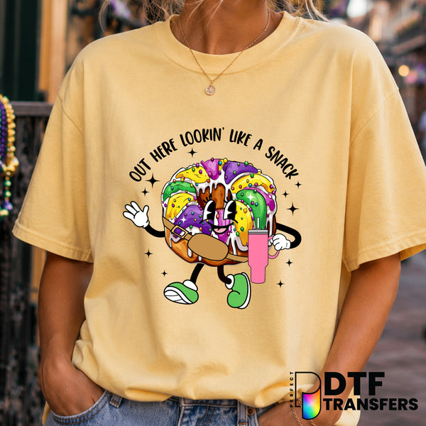 Out Here Lookin' Like a Snack King Cake – Mardi Gras DTF Transfer (view 1 of 2) – by Perfect DTF Transfers – Premade DTF T...