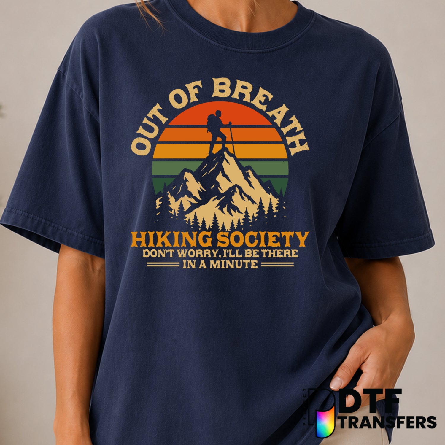 OUT OF BREATH HIKING SOCIETY – Hiking DTF Transfer (view 1 of 2) – by Perfect DTF Transfers – Premade DTF Transfers – Hiki...