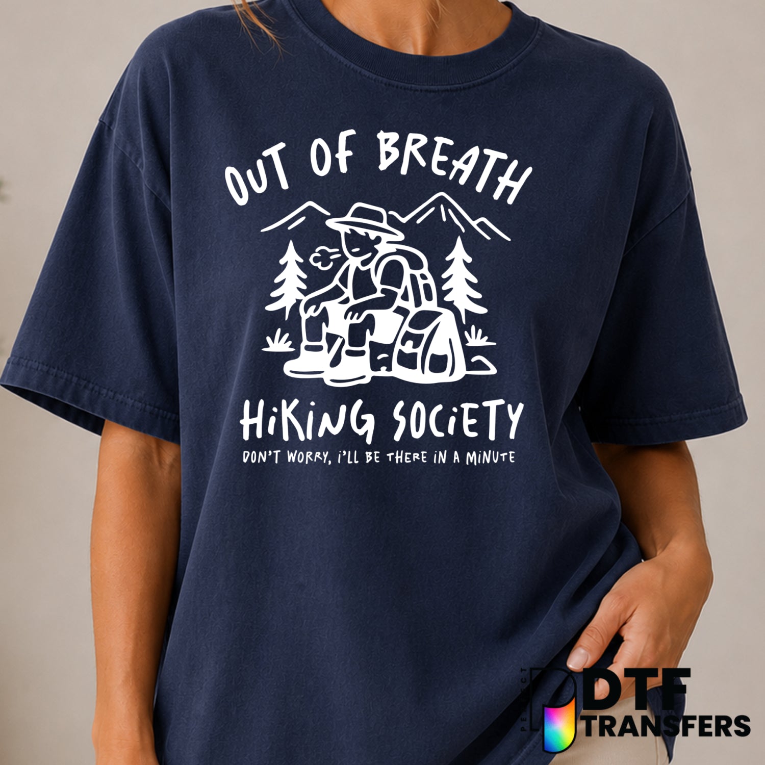 Out Of Breath Hiking Society – Hiking DTF Transfer (view 1 of 2) – by Perfect DTF Transfers – Premade DTF Transfers – Hiki...