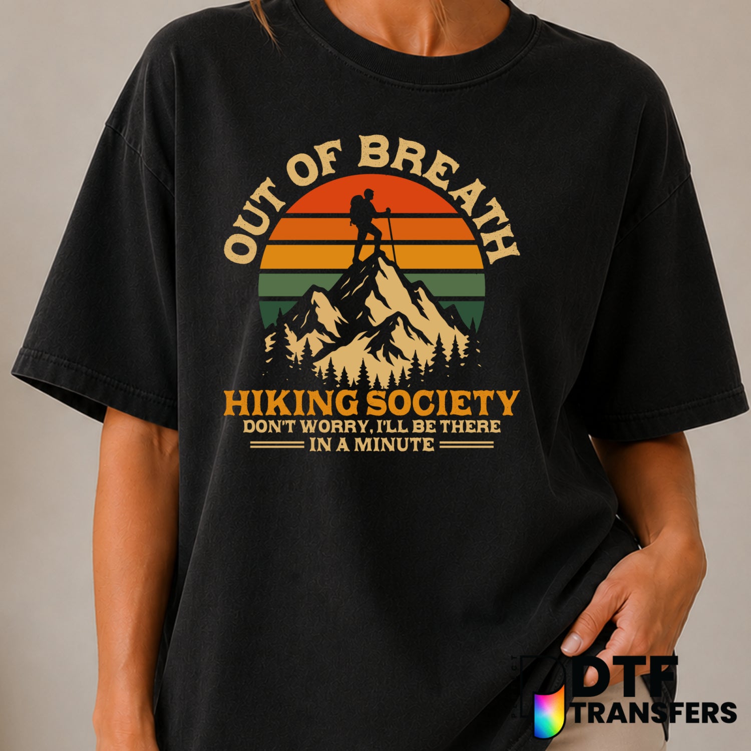 OUT OF BREATH HIKING SOCIETY – Hiking DTF Transfer (view 2 of 2) – by Perfect DTF Transfers – Premade DTF Transfers – Hiki...