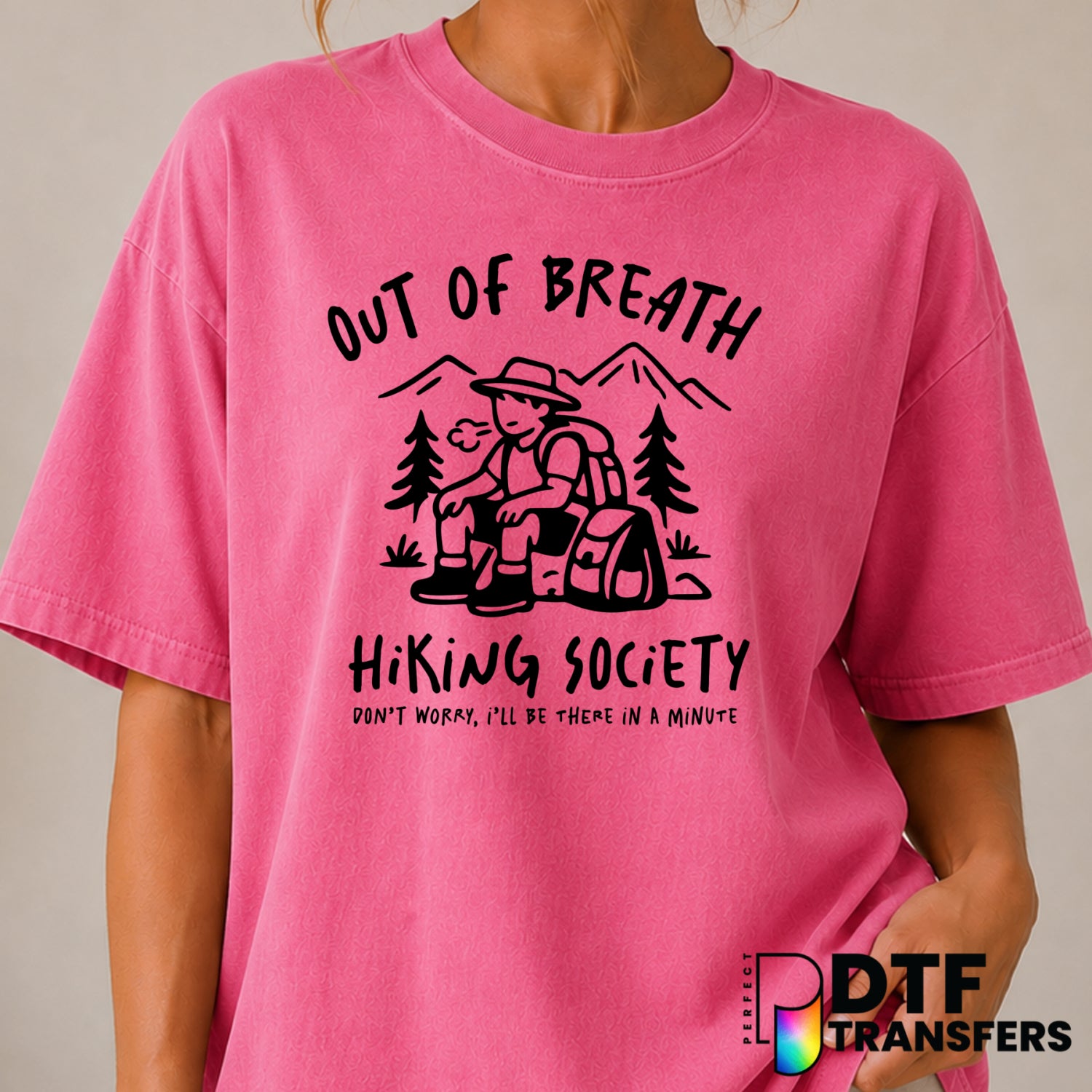 OUT OF BREATH HIKING SOCIETY – Hiking DTF Transfer (view 2 of 2) – by Perfect DTF Transfers – Premade DTF Transfers – Hiki...