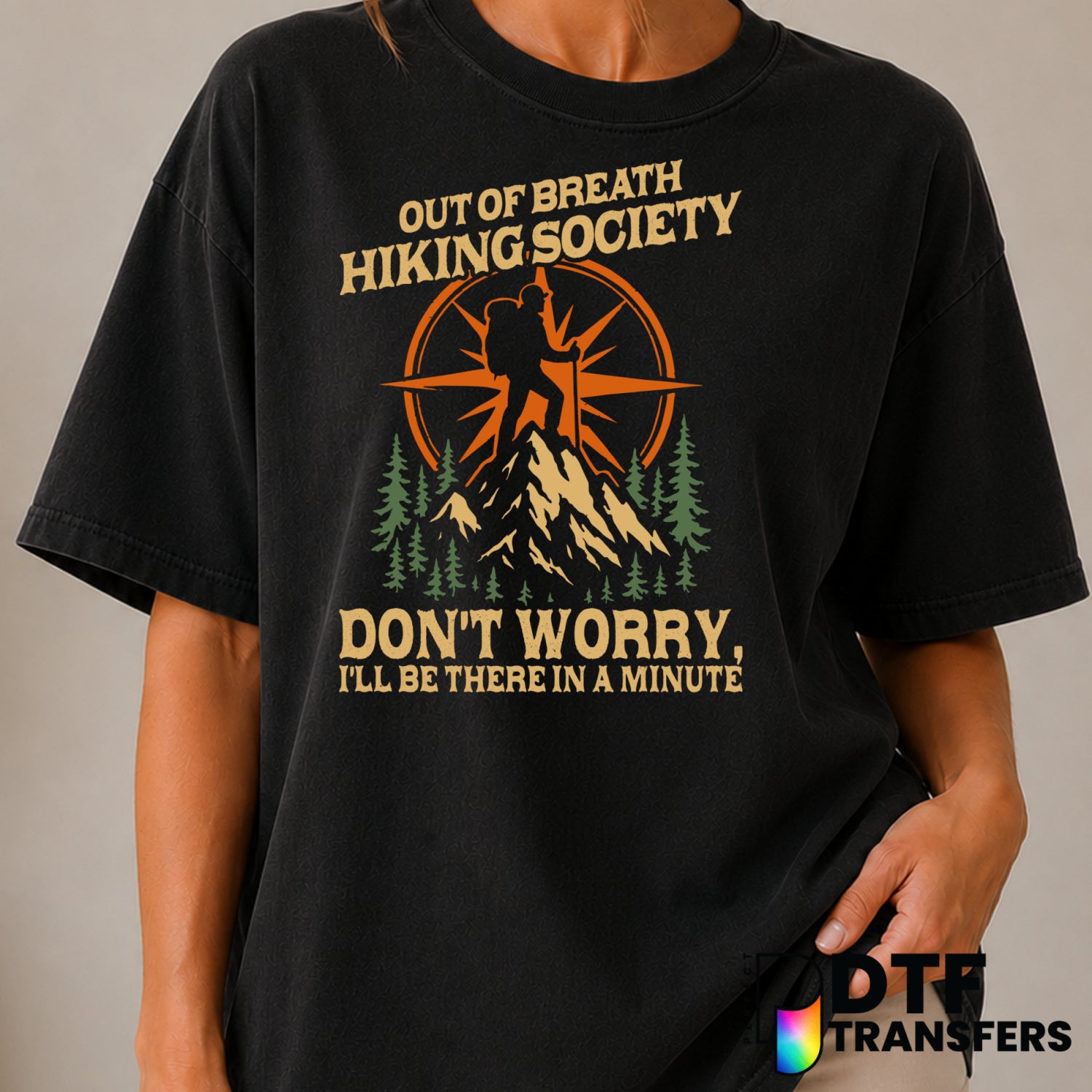 Out Of Breath Hiking Society – Hiking DTF Transfer (view 2 of 2) – by Perfect DTF Transfers – Premade DTF Transfers – Hiki...