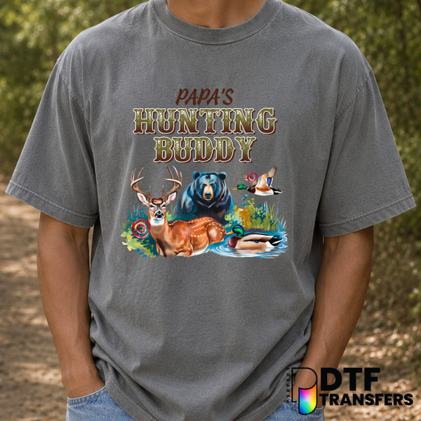 Papa's Hunting Buddy – Father's Day DTF Transfer (view 1 of 2) – by Perfect DTF Transfers – Premade DTF Transfers – Father...