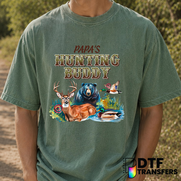 Papa's Hunting Buddy – Father's Day DTF Transfer (view 2 of 2) – by Perfect DTF Transfers – Premade DTF Transfers – Father...