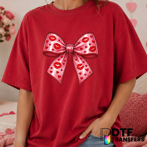 Pink Coquette BOW LIPS HEARTS – Valentine's Day DTF Transfer (view 1 of 2) – by Perfect DTF Transfers – Premade DTF Transf...