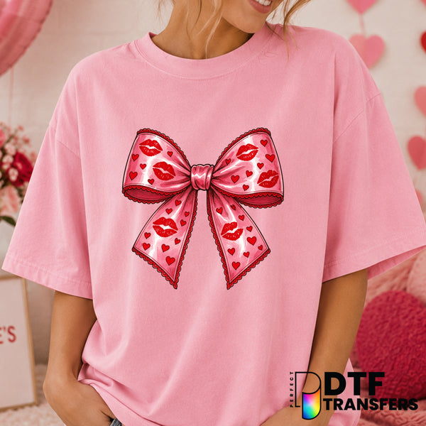 Pink Coquette BOW LIPS HEARTS – Valentine's Day DTF Transfer (view 2 of 2) – by Perfect DTF Transfers – Premade DTF Transf...