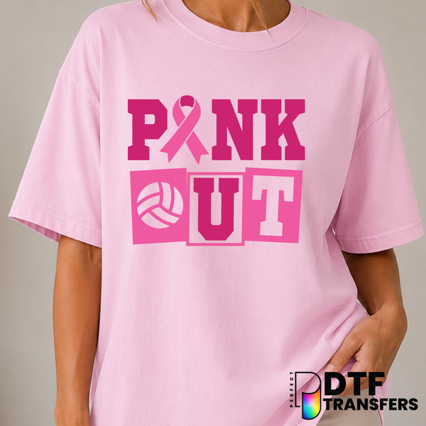 Pink Out Volleyball Breast Cancer Awareness – DTF Transfer (view 1 of 2) – by Perfect DTF Transfers – Premade DTF Transfer...