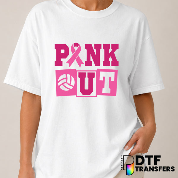 Pink Out Volleyball Breast Cancer Awareness – DTF Transfer (view 2 of 2) – by Perfect DTF Transfers – Premade DTF Transfer...