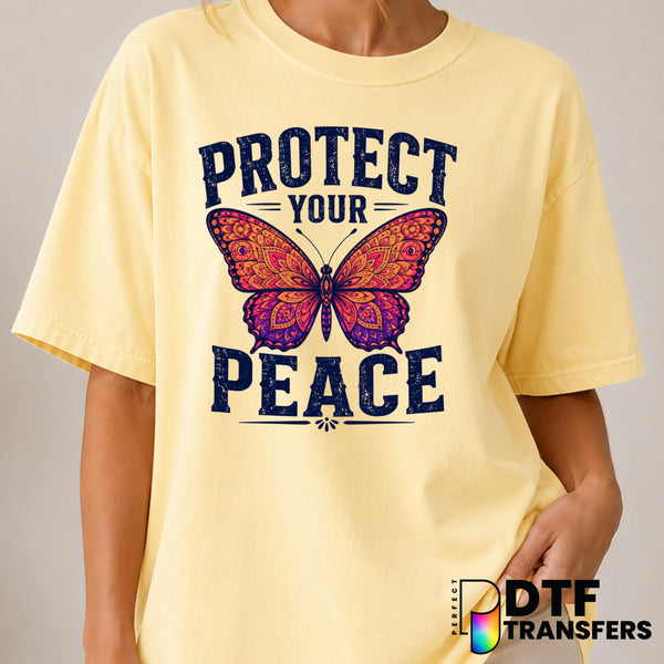"Protect Your Peace" – Mental Health Awareness DTF Transfer (view 1 of 2) – by Perfect DTF Transfers – Premade DTF Transfe...