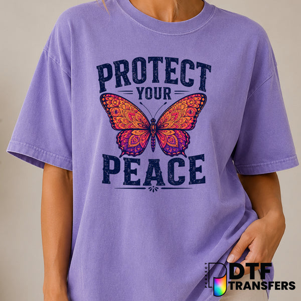 "Protect Your Peace" – Mental Health Awareness DTF Transfer (view 2 of 2) – by Perfect DTF Transfers – Premade DTF Transfe...