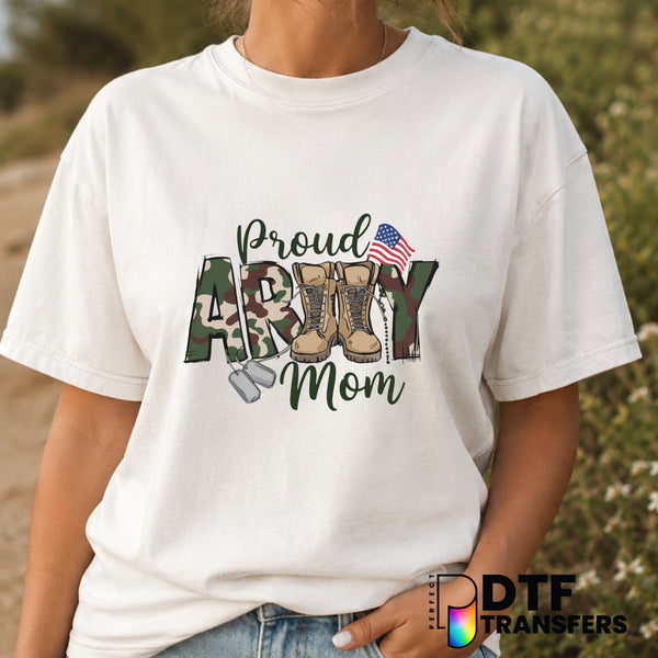 PROUD ARMY MOM – Mother's Day DTF Transfer (view 2 of 2) – by Perfect DTF Transfers – Premade DTF Transfers – Mother's Day...