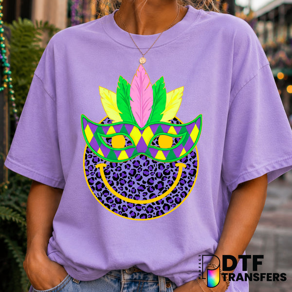Purple Leopard Mardi Gras Mask – Mardi Gras DTF Transfer (view 1 of 2) – by Perfect DTF Transfers – Premade DTF Transfers...
