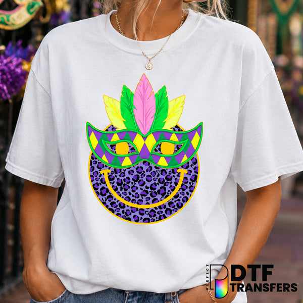 Purple Leopard Mardi Gras Mask – Mardi Gras DTF Transfer (view 2 of 2) – by Perfect DTF Transfers – Premade DTF Transfers...