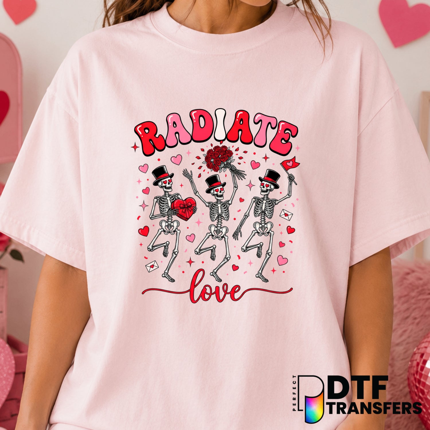 Radiate Love – Valentine's Day DTF Transfer (view 1 of 2) – by Perfect DTF Transfers – Premade DTF Transfers – Valentine's...