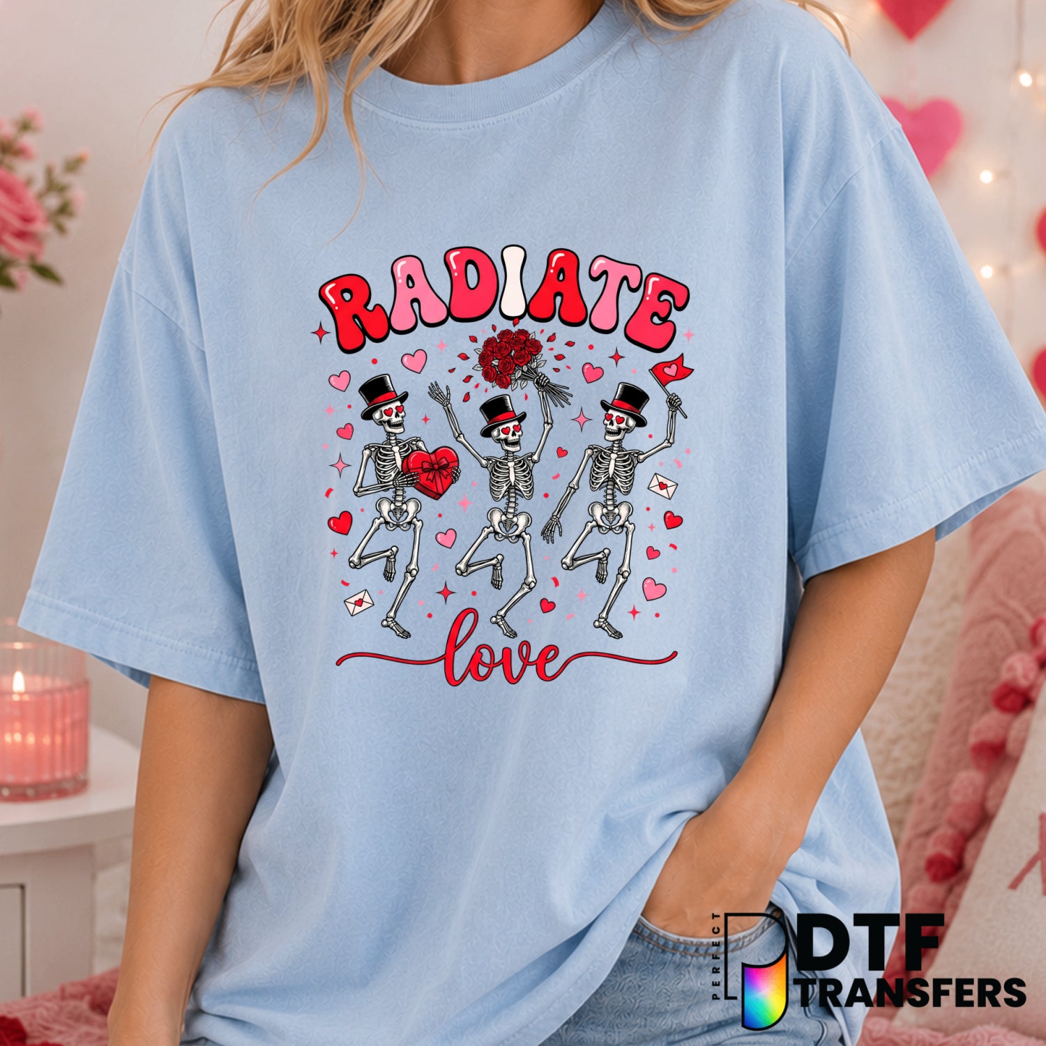 Radiate Love – Valentine's Day DTF Transfer (view 2 of 2) – by Perfect DTF Transfers – Premade DTF Transfers – Valentine's...