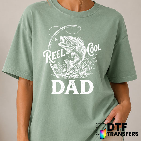 REEL COOL DAD BASS FISHING – DTF Transfer (view 1 of 2) – by Perfect DTF Transfers – Premade DTF Transfers – Fishing, Outdoor