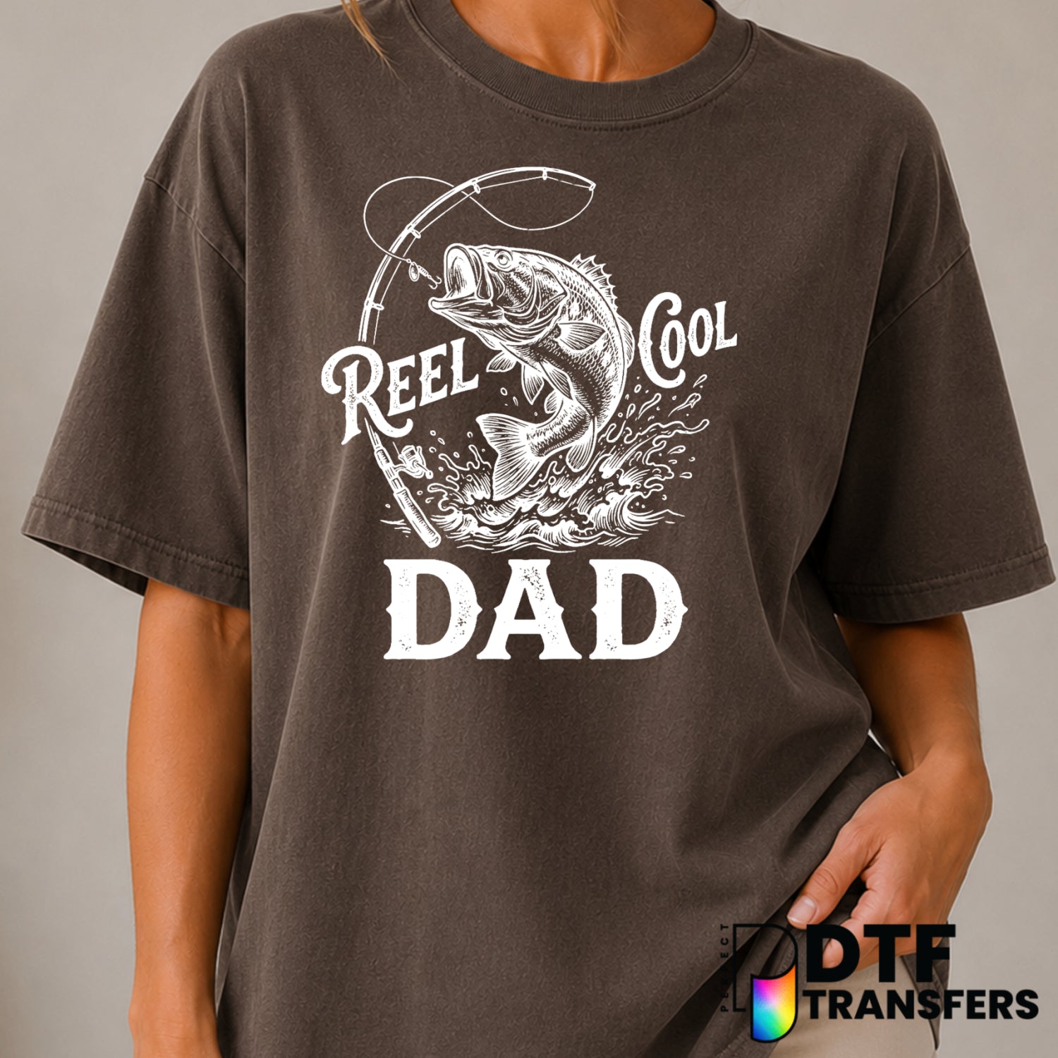 REEL COOL DAD BASS FISHING – DTF Transfer (view 2 of 2) – by Perfect DTF Transfers – Premade DTF Transfers – Fishing, Outdoor