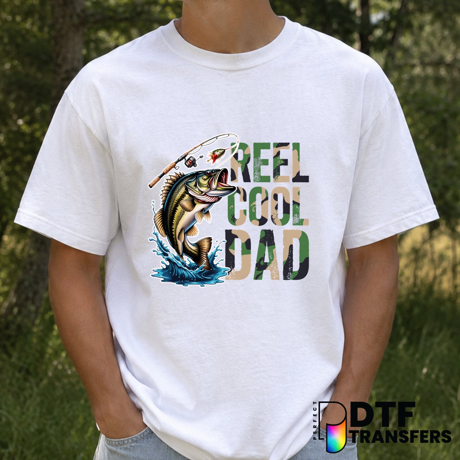 REEL COOL DAD BASS FISHING – Father's Day DTF Transfer (view 1 of 2) – by Perfect DTF Transfers – Premade DTF Transfers –...