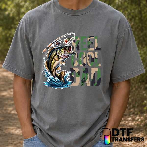 REEL COOL DAD BASS FISHING – Father's Day DTF Transfer (view 2 of 2) – by Perfect DTF Transfers – Premade DTF Transfers –...