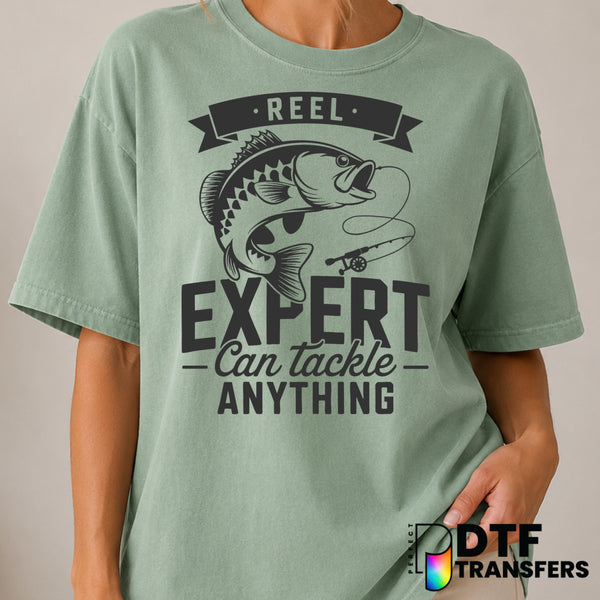 Reel Expert I Can Tackle Anything Bass Fishing – DTF Transfer (view 1 of 2) – by Perfect DTF Transfers – Premade DTF Trans...