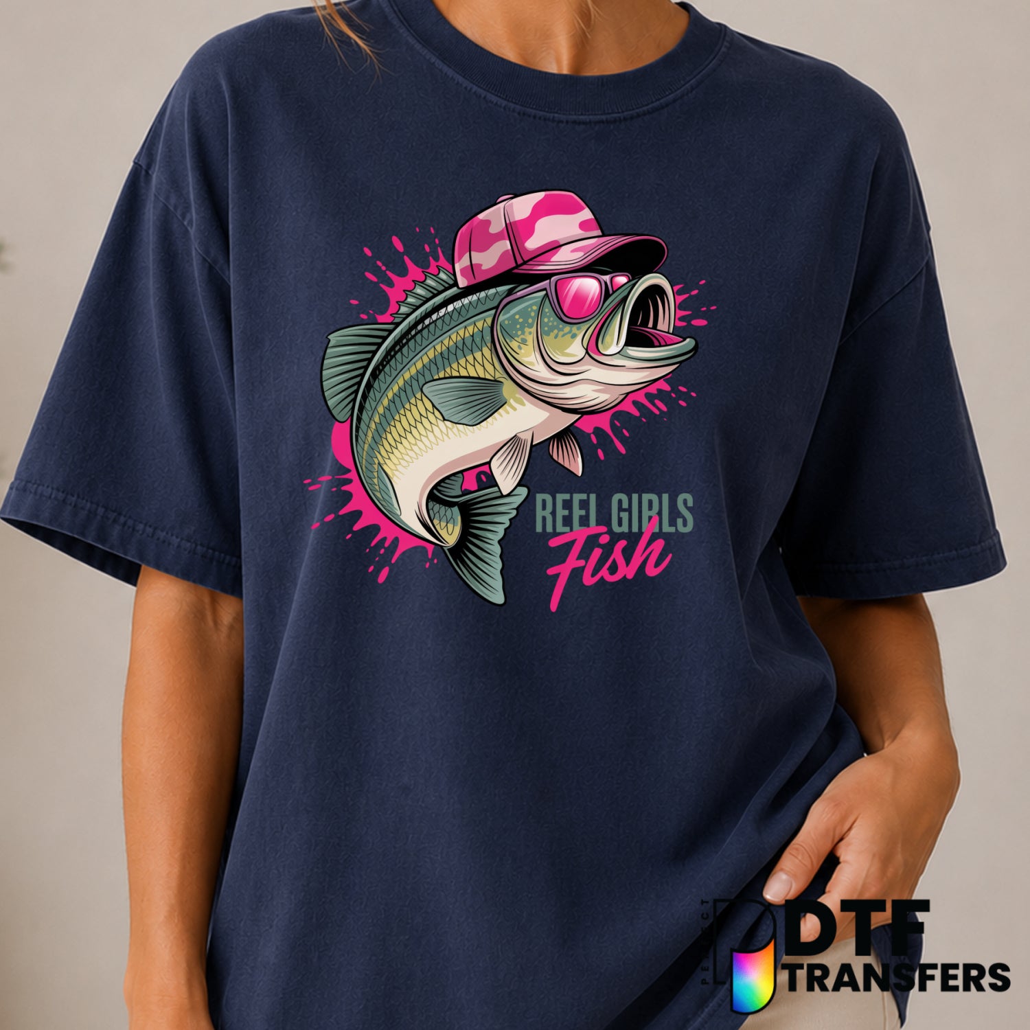 Reel Girls Fish – Fishing DTF Transfer (view 2 of 2) – by Perfect DTF Transfers – Premade DTF Transfers – Fishing, Outdoor