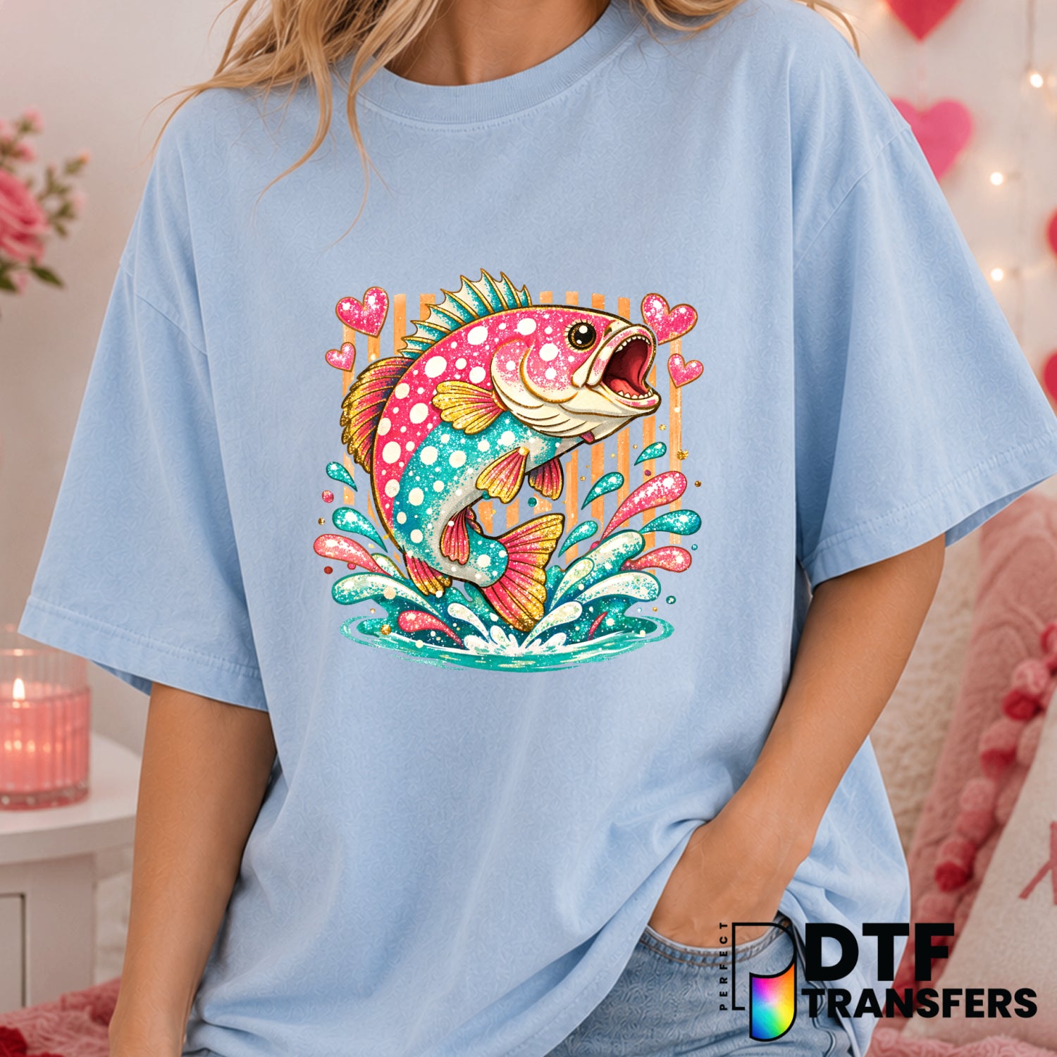 Reel Love – Valentine's Day DTF Transfer (view 1 of 2) – by Perfect DTF Transfers – Premade DTF Transfers – Valentine's Da...