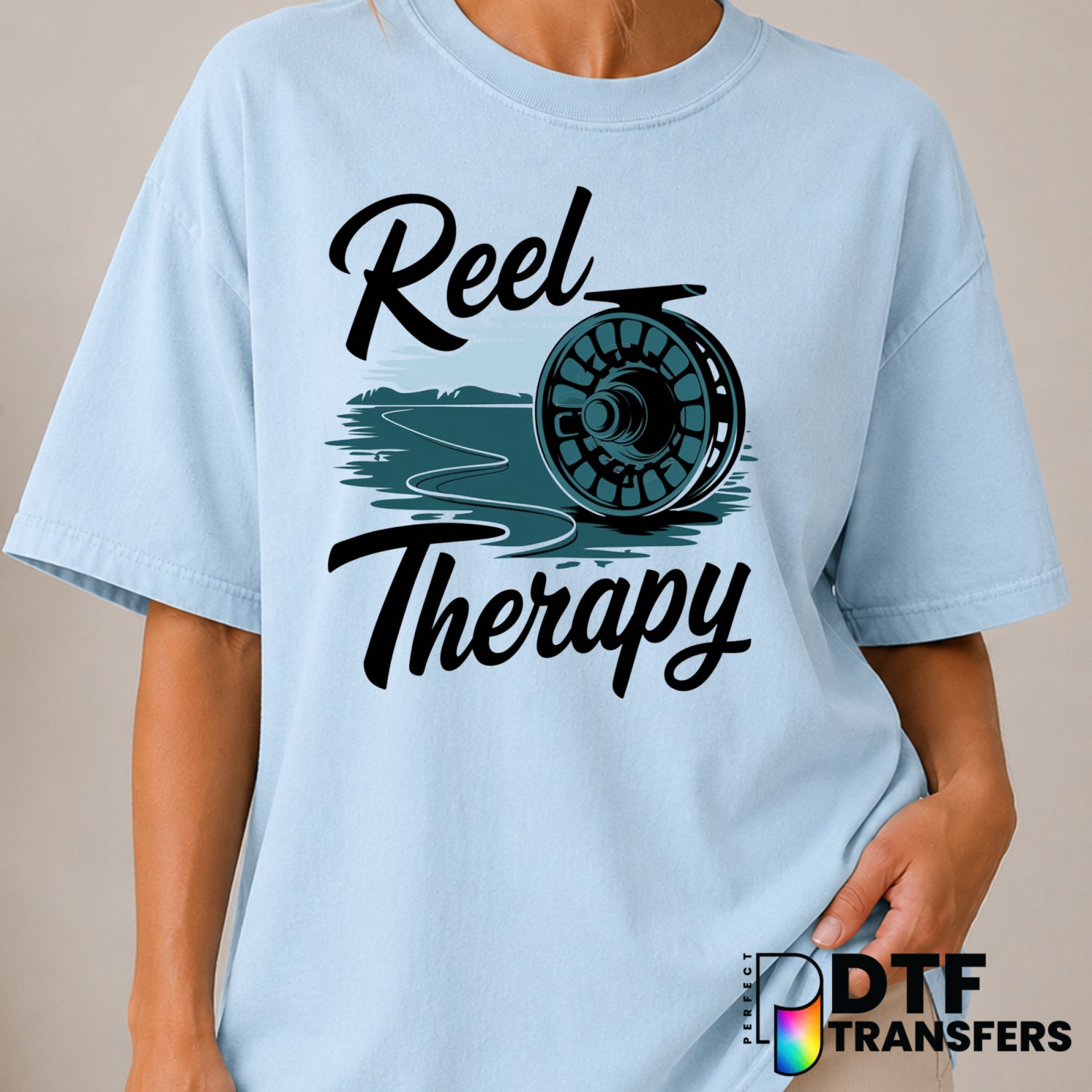 Reel Therapy – Fishing DTF Transfer (view 2 of 2) – by Perfect DTF Transfers – Premade DTF Transfers – Fishing, Outdoor