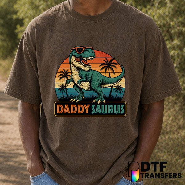 Retro Daddysaurus Father's Day – DTF Transfer (view 1 of 2) – by Perfect DTF Transfers – Premade DTF Transfers – Father's...