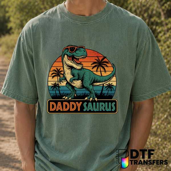 Retro Daddysaurus Father's Day – DTF Transfer (view 2 of 2) – by Perfect DTF Transfers – Premade DTF Transfers – Father's...