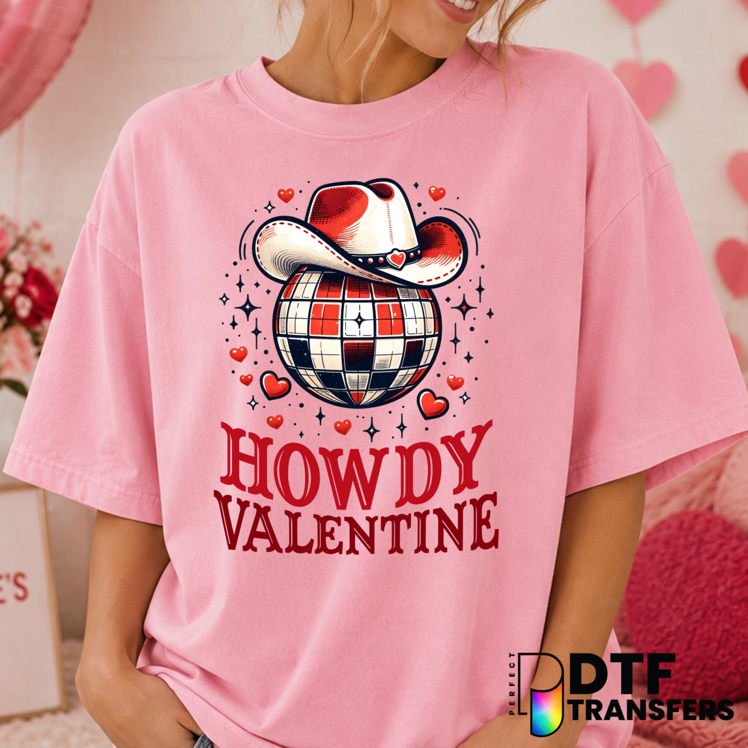 Retro Disco Ball – Valentine's Day DTF Transfer (view 1 of 2) – by Perfect DTF Transfers – Premade DTF Transfers – Valenti...