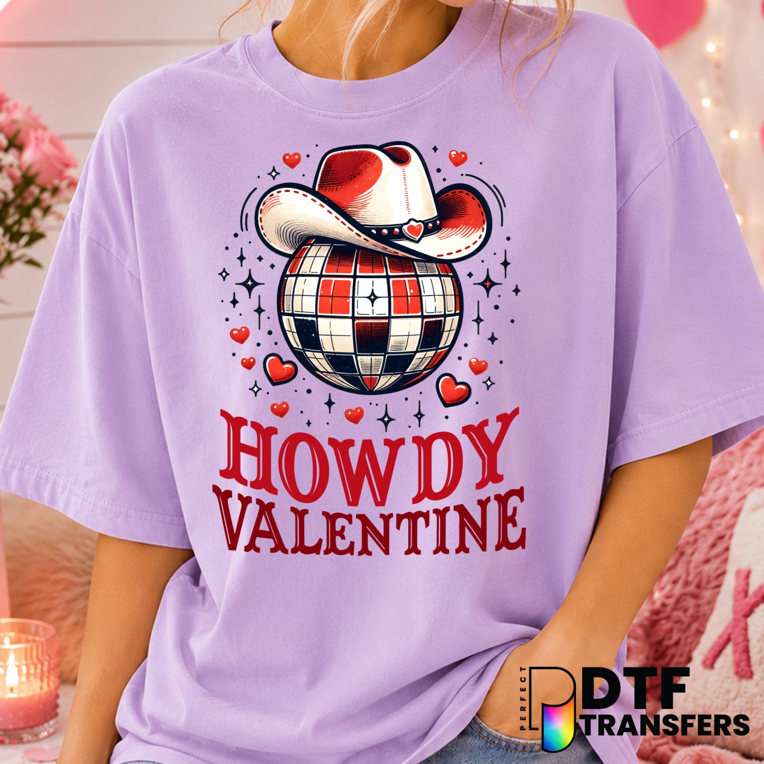 Retro Disco Ball – Valentine's Day DTF Transfer (view 2 of 2) – by Perfect DTF Transfers – Premade DTF Transfers – Valenti...
