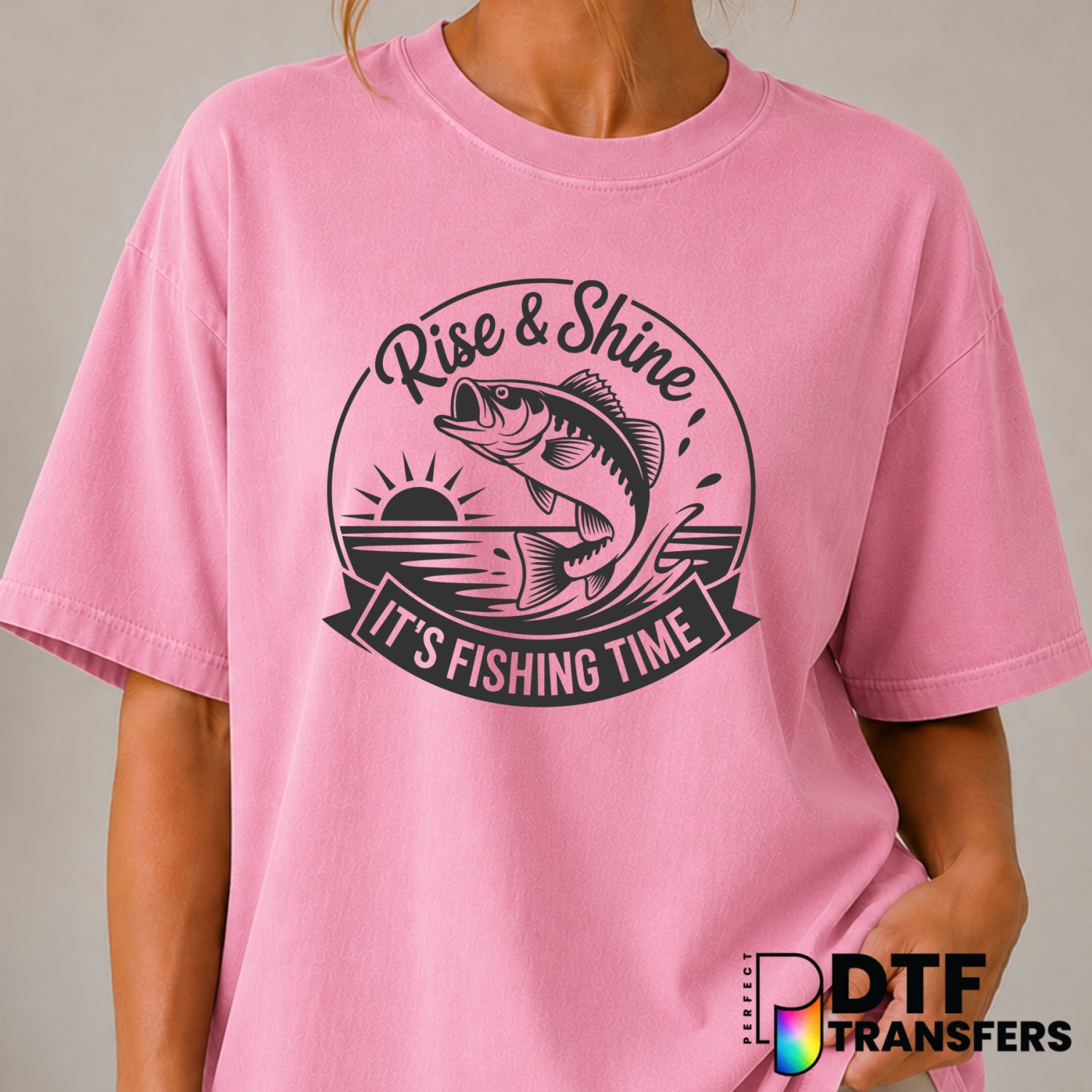 Rise And Shine It's Fishing Time – Fishing DTF Transfer (view 2 of 2) – by Perfect DTF Transfers – Premade DTF Transfers –...