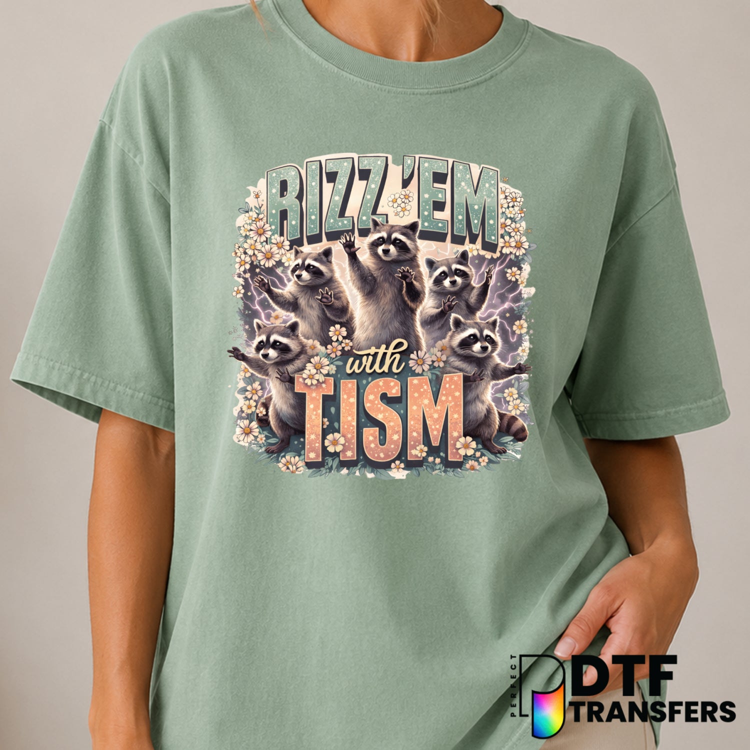 Rizz 'Em With Tism – Autism Awareness DTF Transfer (view 2 of 2) – by Perfect DTF Transfers – Premade DTF Transfers – Auti...