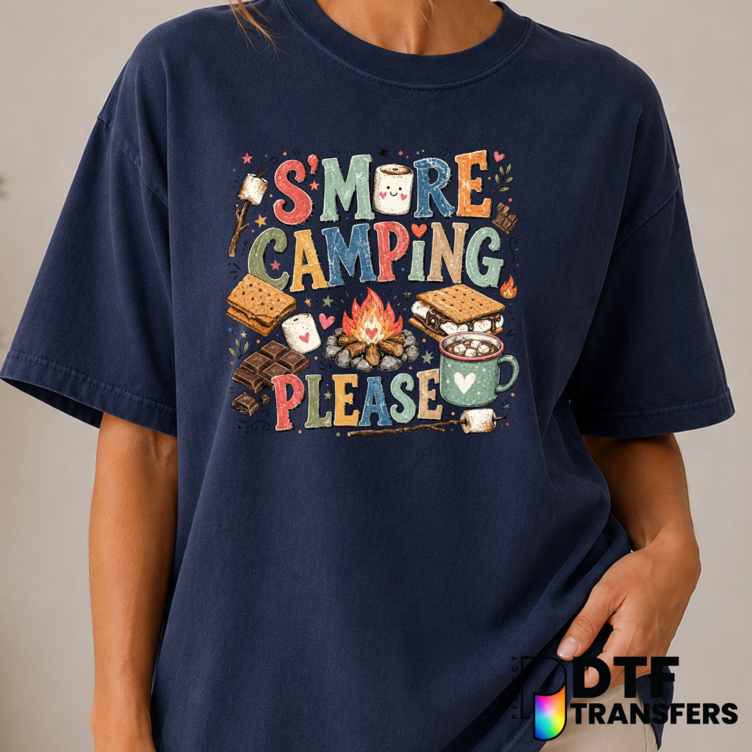 S'more Camping Please – Camping DTF Transfer (view 1 of 2) – by Perfect DTF Transfers – Premade DTF Transfers – Camping, O...