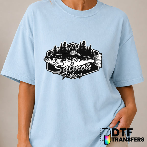 Salmon Fishing Tree – DTF Transfer (view 1 of 2) – by Perfect DTF Transfers – Premade DTF Transfers – Fishing, Outdoor