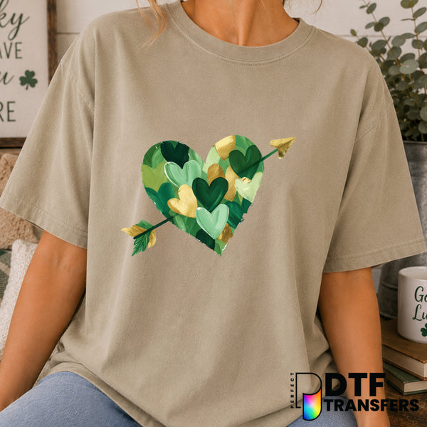 Shamrock Heart Arrow – St. Patrick's Day DTF Transfer (view 2 of 2) – by Perfect DTF Transfers – Premade DTF Transfers – S...