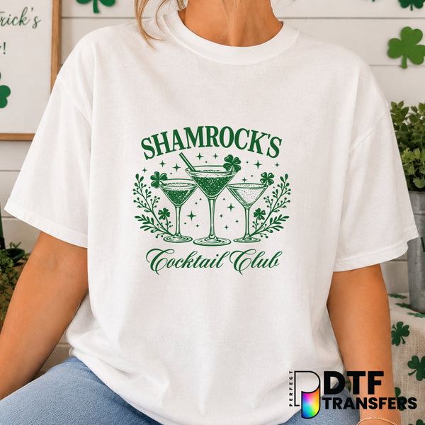 Shamrocks Cocktail Club – St. Patrick's Day DTF Transfer (view 1 of 2) – by Perfect DTF Transfers – Premade DTF Transfers...