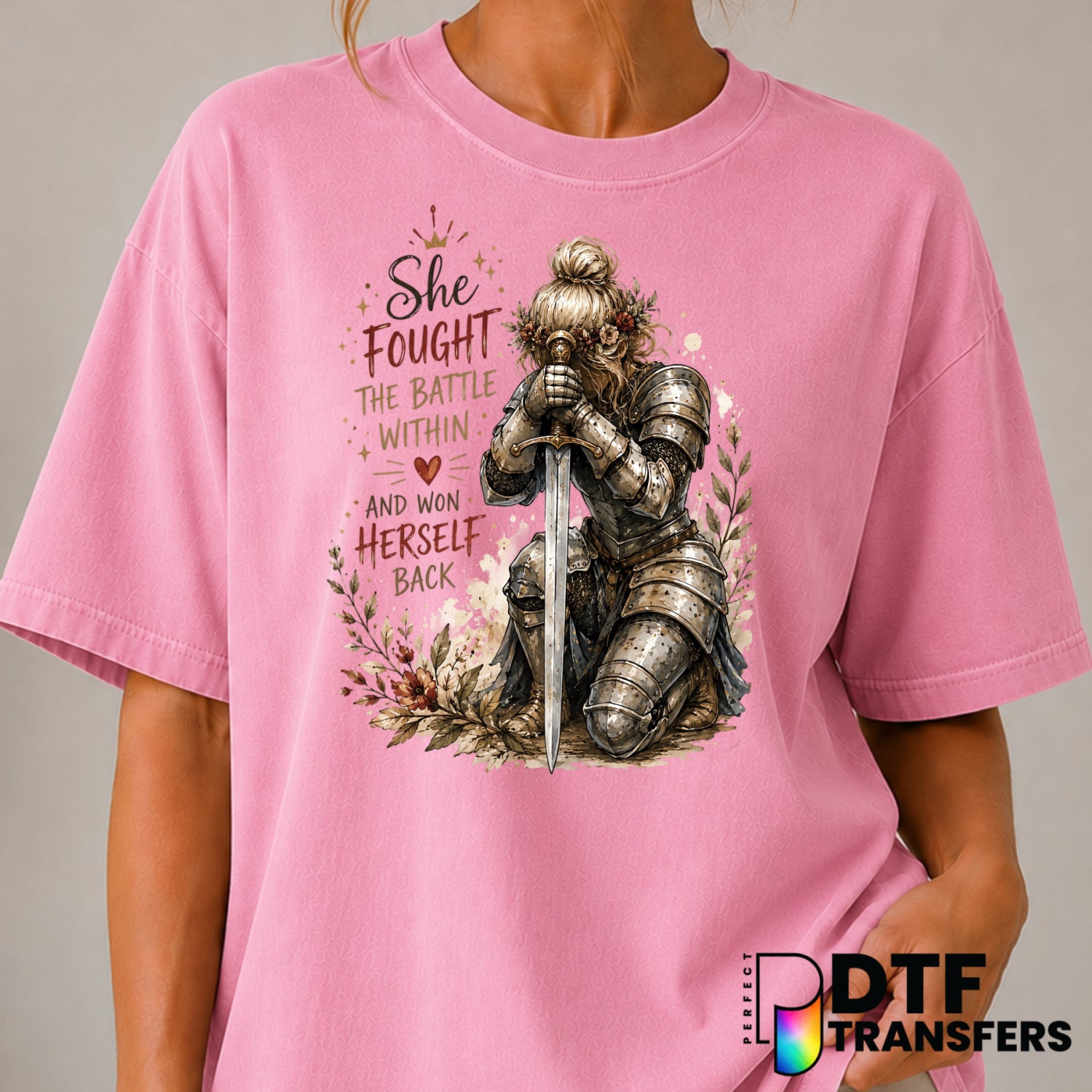 She Fought A Battle From Within – Mental Health Awareness DTF Transfer (view 2 of 2) – by Perfect DTF Transfers – Premade...