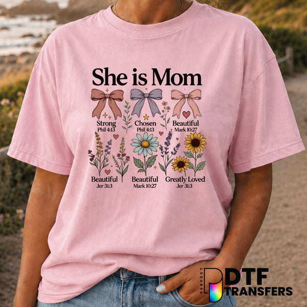 She is CLOTHED with strength & dignity Proverbs 31:25 MOM – Mother's Day DTF Transfer (view 2 of 2) – by Perfect DTF Trans...