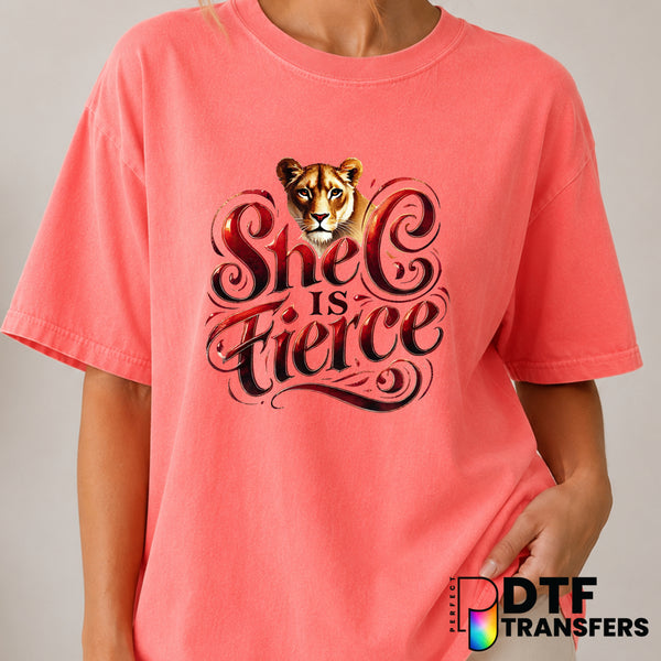 She Is FIERCE Lioness – Women Empowerment DTF Transfer (view 1 of 2) – by Perfect DTF Transfers – Premade DTF Transfers –...