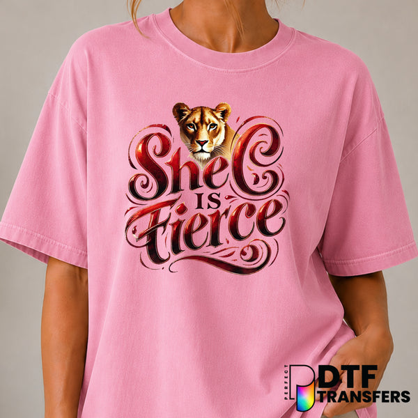 She Is FIERCE Lioness – Women Empowerment DTF Transfer (view 2 of 2) – by Perfect DTF Transfers – Premade DTF Transfers –...