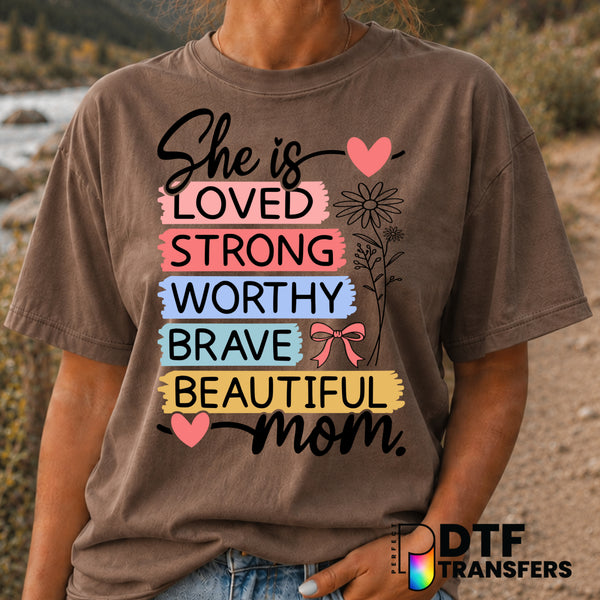 She Is Loved – Mother's Day DTF Transfer (view 1 of 2) – by Perfect DTF Transfers – Premade DTF Transfers – Mother's Day, Mom