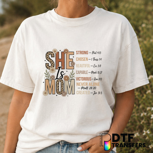 She Is Mom – Mother's Day DTF Transfer (view 2 of 2) – by Perfect DTF Transfers – Premade DTF Transfers – Mother's Day, Mom