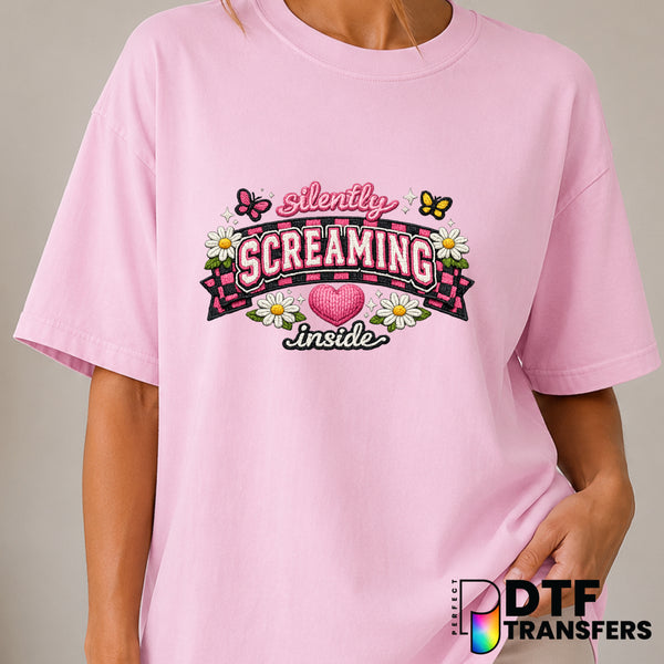 Silently Screaming Inside – Mental Health Awareness DTF Transfer (view 1 of 2) – by Perfect DTF Transfers – Premade DTF Tr...